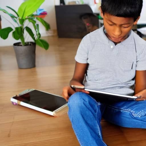 a boy comfortable learning a new language on mobile app