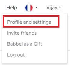 babbel profile and settings