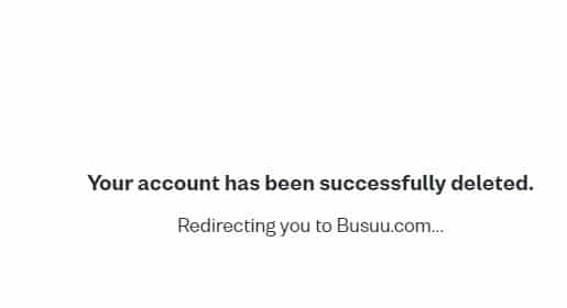 busuu account deleted confirmation