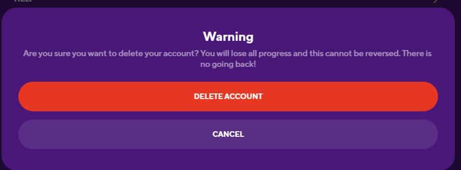 delete drops language account popup