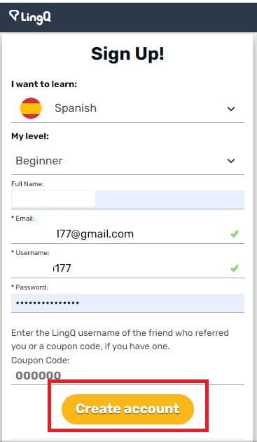 lingq free trial signup form