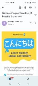 rosetta stone free trial email