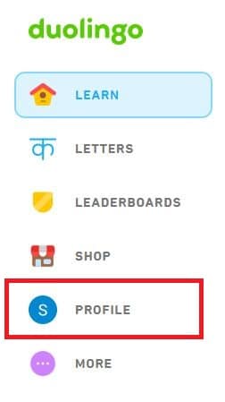 duolingo profile option