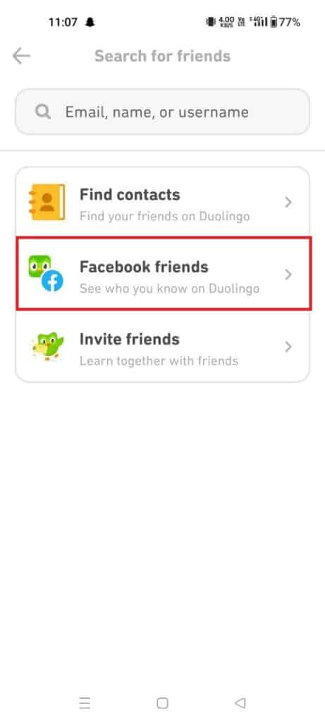facebook friends on Duolingo