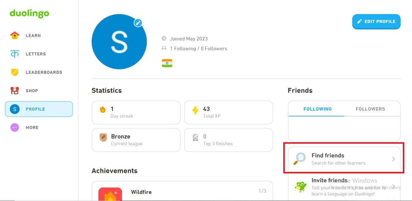 find friends on Duolingo