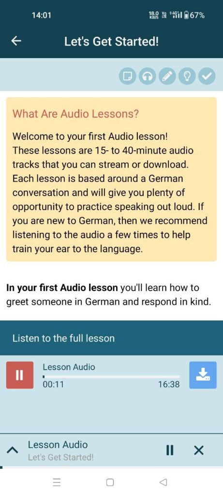 Rocket languages audio content on german langauge