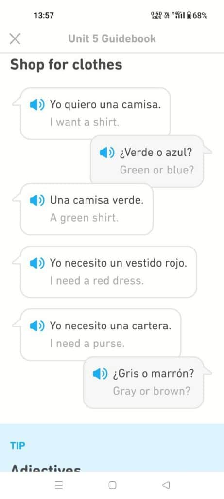 translations in duolingo exercises